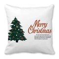 Merry Christmas peach skin square cushion cover with green tree and red script text - Christmas Tree With Red Greeting (1)
