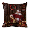 Vintage Santa Claus cushion with Merry Christmas text on peach skin fabric - Christmas in Heart (30)