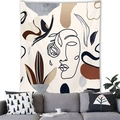 Detail of Nordic tapestry with abstract face line art and soft brushed fabric texture - 7 / 100x70(Peach Skin)