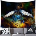 Artistic watercolor dreamcatcher tapestry with feathers for wall decoration - 100cmx70cm / Splendid Feather Art (4)