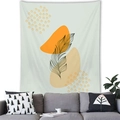 Detail of Morandi geometric tapestry featuring feather lines and abstract shapes on a wall - Black Feather Leaf Abstract Style (3)