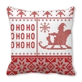 Christmas peach skin pillow cover with red and white HO HO HO reindeer knit pattern - HoHoHo Sleigh (2)