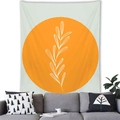 Modern Nordic tapestry with orange sun and white leaf patterns on gray wall - Peach Skin / Style 2 (Orange Leaves) / 150x100