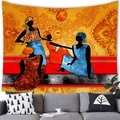 Arazzo da parete con silhouette di donne africane sopra un divano grigio moderno - 1 / 200X150