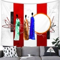 Modern African woman abstract wall tapestry with bold red stripes and sun disk - Modern Abstract Figures Style (6) / 150x100(Peach Skin)