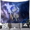 Dreamcatcher tapestry with feathers and purple galaxy space nebulae on brushed fabric - Space Planet Dreamcatcher (5)