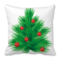 Merry Christmas square white pillow featuring a green Christmas tree with red ornaments - Simple Christmas Tree With Red Balls (3)