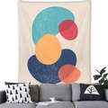 Arazzo moderno con motivi geometrici Morandi e cerchi astratti per decoro pareti - Stile Geometrico Minimalista Moderno (6) / Pelle di Pesca