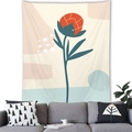 Nordic abstract tapestry featuring a red flower with green leaves and colorful blocks - Peach Skin / Style 4 (Red Flower) / 150x100