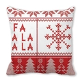 Christmas cushion cover with red and white knit pattern and FA LA LA LA LA text design - FaLaLaLaLa Snowflake (3)