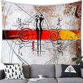 Abstract African women silhouette wall tapestry in vibrant orange and red tones - Red Vortex Style (1) / 150x100(Peach Skin)