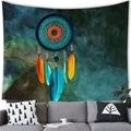 Bohemian dreamcatcher tapestry with vibrant feathers for artistic wall decor - Teal Mirage Dreamcatcher (6)