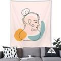 Nordic Morandi line art wall tapestry featuring female profile and abstract shapes - 150x100cm / Peach Skin / Style 2-Line Art Profile