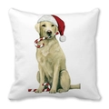 Weihnachts-Kissenbezug mit Labrador und Weihnachtsmannmütze auf Pfirsichhaut-Stoff - 45x45 cm / Labrador Zuckerstange Weihnachtsmütze Stil (15)