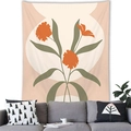 Modern Morandi tapestry with abstract orange floral pattern on minimalist white wall - Peach Skin / Style 1 (Abstract Orange Red Flower) / 150x100