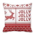 Christmas cushion cover with red reindeer and Jolly Jolly Jolly knitted pattern - JollyJollyJolly Reindeer (4)