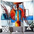 Tapisserie murale femme africaine abstraite orange et cyan pour décor maison - Style Portrait de Femme Abstrait (3) / 100x70(Peau de Pêche)