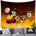 African woman abstract art tapestry featuring yellow silhouettes over a grey sofa decor - 100X70 / Yellow Dark Brown Totem Silhouette (Style 7)