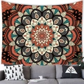 Bohemian concentric mandala wall tapestry in orange and dark green for home decor - 100x70(Peach Skin) / Style 16