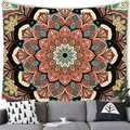 Detail of bohemian mandala tapestry featuring intricate geometric patterns on a living room wall - 100x70(Peach Skin) / Style 11