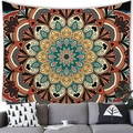 Detail of vintage mandala tapestry with geometric patterns hanging over a sofa - 100x70(Peach Skin) / Style 10