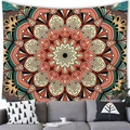 Detailed bohemian mandala tapestry with geometric patterns hanging over a sofa - 100x70(Peach Skin) / Style 9