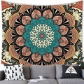 Detail of bohemian mandala tapestry hanging on a wall behind a modern grey sofa - 100x70(Peach Skin) / Style 8