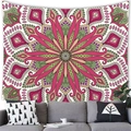 Arazzo mandala con motivo geometrico per decorazione murale stile boho - 150x100cm (Tessuto Pelle di Pesca) / Stile 1 (Rosa Pesca/Verde Scuro)