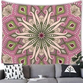 Arazzo da parete mandala con motivi geometrici rosa e verde oliva per la casa - 150x100cm (Tessuto Pelle di Pesca) / Stile 4 (Rosa/Verde Oliva)