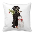 Weihnachtskissenbezug mit Hund und Katze und Naughty-Labels auf weichem Pfirsichhaut-Stoff - 45x45 cm / Hund Katze Naughty and Nice Stil (17)