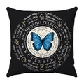 Black square cushion cover with blue butterfly and mystical alchemy occult patterns - Gothic Mystic Blue Butterfly Style (26)