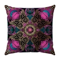 Detailed close-up of mandala butterfly cushion cover with golden greek key pattern - Purple Red Mandala Gold Greek Key Style (34)