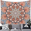 Vintage geometric mandala tapestry with coral and blue floral patterns for wall decor - Mandala Style 3 (3)