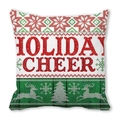 Χριστουγεννιάτικη θήκη μαξιλαριού Holiday Cheer με κόκκινα ταράνδους και νιφάδες - 45x45 cm / Εορταστική Χαρά Τάρανδος Δέντρο (6)
