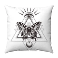 Close-up of Eye of Providence and butterfly print on soft plush white cushion cover - Eye of Providence Butterfly White Base (31)