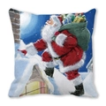 Christmas Santa Claus with gift bag pattern decorative square peach skin pillowcase - 45x45cm / Santa Sitting on Roof