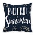 Square dark blue Merry Christmas cushion with Build a Snowman artistic print design - 18x18 Inch / Dark Blue Build a Snowman Style (17)