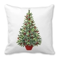 Merry Christmas peach skin pillowcase with festive tree and red berries on white background - 45x45cm / Holly Berry Christmas Tree (8)