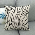 Minimalist black abstract wave pattern linen throw pillow cover on grey sofa - Abstract Wave Pattern / 45x45cm