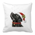 Weihnachts-Kissenhülle mit schwarzem Labrador und roter Weihnachtsmütze auf Weiß - 45x45 cm / Schwarzer Labrador Weihnachtsmütze Glocke Stil (19)