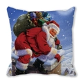 Christmas pillow cover with Santa Claus climbing chimney and bag of gifts design - 45x45cm / Santa Claus Climbing Chimney