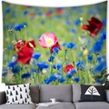 Wandteppich mit Mohnblumenfeld und Wildblumen über einem modernen grauen Sofa - 100cmx70cm / Lebhafte Wildblumenmischung (9)