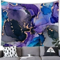 Detailierte Textur eines Wandteppichs mit blauen, lila und goldenen Marmoradern Mustern - Blau Violett Grau Abstrakt Tusch (18) / 100cmx70cm