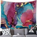 Detail eines modernen Wandteppichs mit lebhaftem lila und blauem Aquarell-Fluid-Art-Muster - Violett Blau Magenta Alkoholtinte (16) / 100cmx70cm