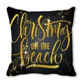 Black and gold Christmas cushion cover featuring Christmas ON THE BEACH print design - 18x18 Inch / Black Christmas ON THE BEACH Style (19)