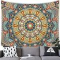 Bohemian style mandala tapestry with geometric radial pattern for wall hanging decor - Style 15