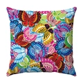 Square plush cushion cover featuring colorful butterfly prints on a white background - Colorful Butterfly Print Style (1)
