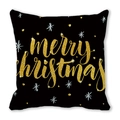 Black Christmas pillow cover with golden Merry Christmas text and snowflake patterns - 18x18 Inch / Black Gold Merry Christmas Style (20)