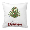 Merry Christmas peach skin pillow cover with green decorated tree on white background - 45x45cm / Green Tree With Colorful Balls Greeting (10)