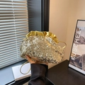 Golden sequin cloud bag with ruched closure for evening parties and casual chic looks - Gold